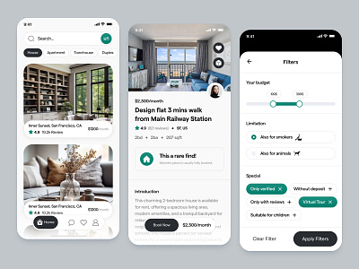 Real Estate Mobile App app booking design interaction mobile app pattern property real estate ui ux