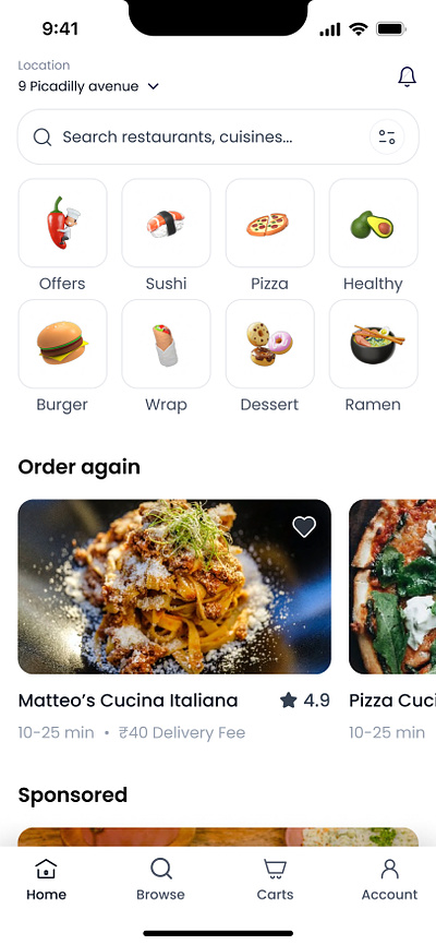 Food Delivery App UI Design app ui