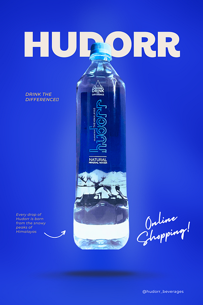 hudorr Water Bottle Advertisement advert design advertisement branding design figma graphic design hudorr poster design social media post social media post design water bottle