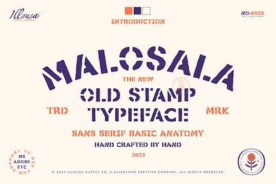 MALOSALA | Old Stamp Vintage Font branding design font graphic design hand drawing font illustration newspaper poster design sans serif font type type design typeface typography vintage font