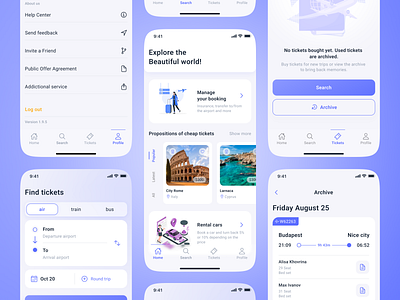 Application for booking tickets app design figma illustration mobile ui ux web