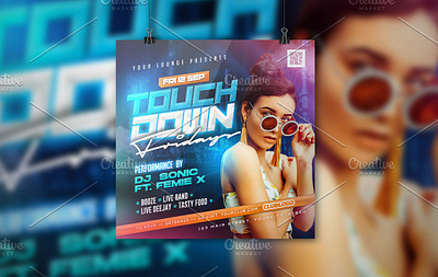 Touch Down Fridays Party Flyer neon party flyer