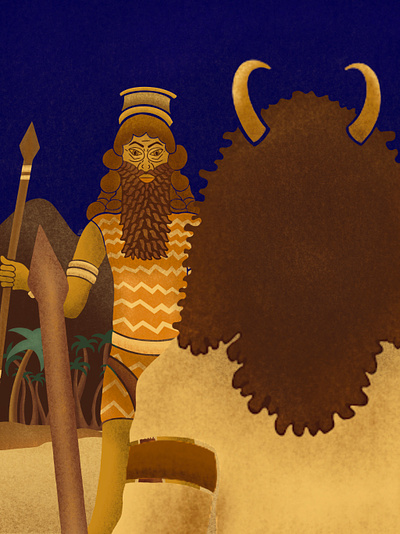 Gilgamesh and Enkidu art design digitalart illustration mythology painting procreate