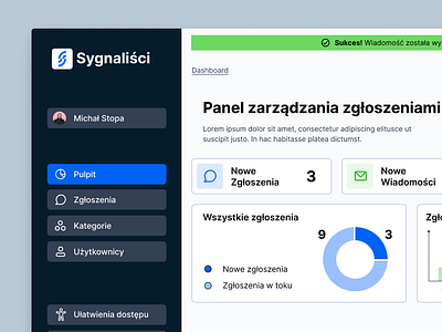 Sygnaliści - Desktop App Dashboard - UI Design dashboard dashboard application dashboard ui desktop application desktop dashboard michal stopa michalstopa real project sygnalisci ui design ux ux design uxui