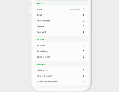 Settings Page - Mobile mobile app profile profile settings settings settings app settings mobile settings mobile app settings page ui design