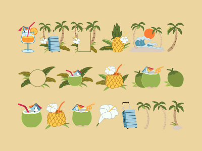 Summer Tropical Illustration Graphics badge branding design drawing flat color graphics illustration line drawing line drawn retro summer summer tropical tropical vector