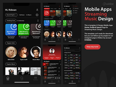 Home, Profile & Search page UI Design Streaming Music Mobile App app design mobile apps music app design music design streaming music streaming music ui design ui design ui design music