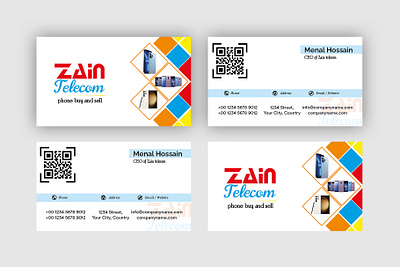 Zain Telecom Business card 2 side business card branding business card business card design graphic design illustration logo mobile phone vector visiting card
