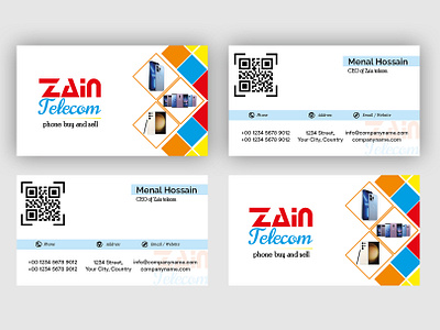 Zain Telecom Business card 2 side business card branding business card business card design graphic design illustration logo mobile phone vector visiting card