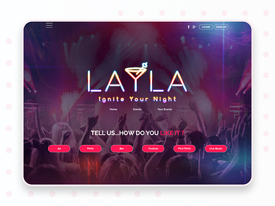 Layla Website Ui design dj party theme ui uiuxdesign userinterface website