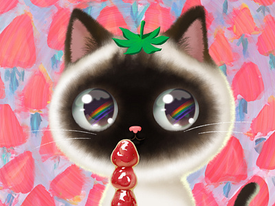 🍓🍓🍓Strawberry tanghulu🍓🍓🍓 candy cat cryptoart cute drawing illus illustration nft pfp sham strawberry tanhulu 🍓🍓🍓strawberry tanghulu🍓🍓🍓