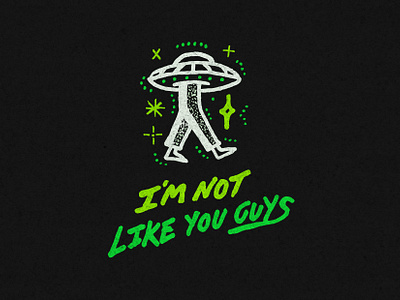 I'M NOT LIKE YOU GUYS 🛸✨ alien aliens badge band blink182 branding flying saucer graphics hand drawn illustration logo space space man spaceship tom delonge type typography uap ufo ufos