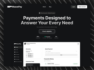 WeavePay website online bank ui web web design web site webflow