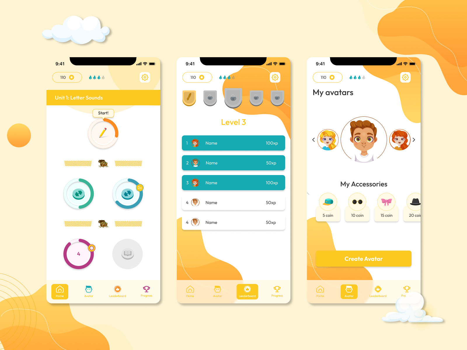 Mobile app for children app branding children dyslexia education graphic design logo motion graphics school training ui