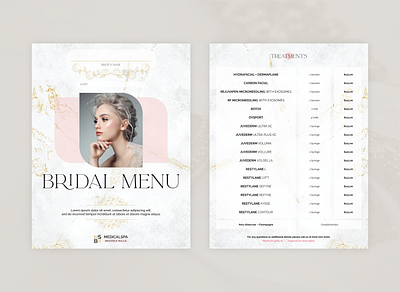 Medical Spa Bridal Package Campaign aesthetics branding bridal graphic design marketing medical spa menu newsletter print