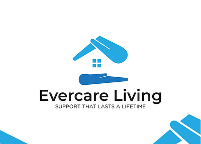 Evercare Living Logo Design | Care Home Logo | DesignoFly brand identity branding care hand care hand logo care home care home logo care logo designofly ever care logo evercare evercare living hand hand home logo home lifetime living logo support support home two hand two hands home logo