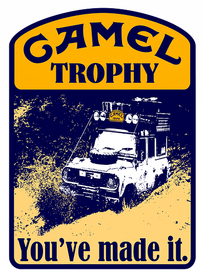 Camel Trophy Art adventure branding camel trophy cigar design digital art f1 sponsor graphic art graphic design illustration land rover logo motion graphics photoshop race rally vintage logo vintage motorsport