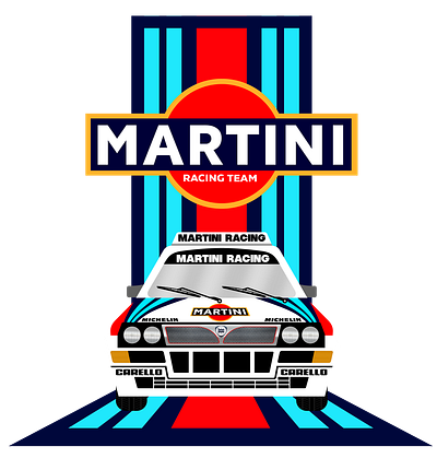 Martini Racing Team Lancia Rally branding design digital art drink f1 sponsor graphic art graphic design illustration lancia logo martini motion graphics motorsport vintage photoshop race rally sponsor motorsport vintage art