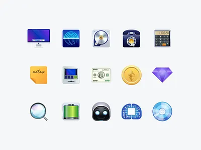 Skeuomorph Style Icons branding figma icon illustration logo skeuomorph ui vector icon