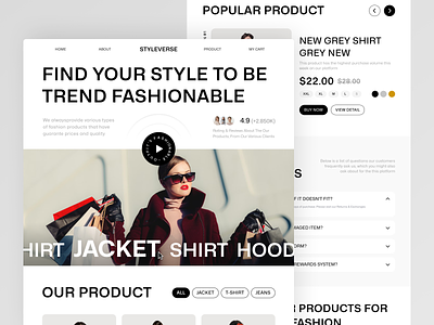 Styleverse - Clothing clean cloth clothing cta design dropshipping e commerce ecommerce fashion footer landing page marketplace minimalist modern shopping store style web design website website clothing
