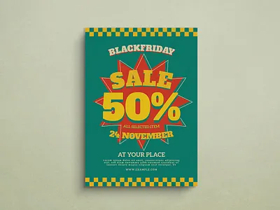 Black Friday Sale Flyer animation beige blackfriday design flat design flyer graphic design illustration mockup promotion retro sale template