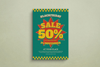 Black Friday Sale Flyer animation beige blackfriday design flat design flyer graphic design illustration mockup promotion retro sale template