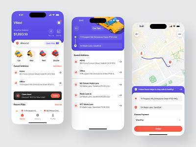 Vitaxi - Taxi Online App app booking driver gojek grab light mode map mobile rent ride app ride sharing taxi taxi booking taxi order taxi renting taxi service uber ui ui design uiux