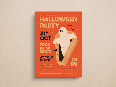 Halloween Party Flyer design flat design flyer graphic design halloween illustration mockup party poster spooky template trick or treat