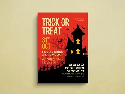 Trick Or Treat Flyer design flat design flyer graphic design halloween mockup poster print templates spooky template trick or treat vector