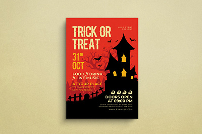 Trick Or Treat Flyer design flat design flyer graphic design halloween mockup poster print templates spooky template trick or treat vector