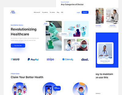 Healthcare - Landing Page branding design illustration landingpage typography ui ux vector website