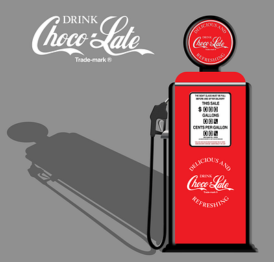 Drink Choco-Late branding chocolate coca cola coke cold drink design digital art funny art gas pump geek graphic art graphic design illustration logo mash up nerd parodies web design