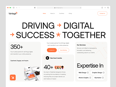 Vantage - Digital Marketing Agency ( Hero Section ) agency agency landing page agency website company design digital marketing landing page marketing marketing agency marketing landing page ui ui design web web design website website design