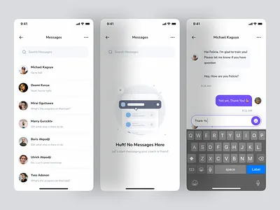 Lorry - Fitnes App UI Kit branding chat chatting class connect empty state fitness gym message online class online course search ui workout