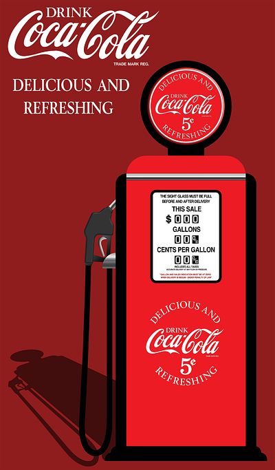 Enjoy Coca-Cola brand branding coca cola coke cold drink design digital art drink gas pump geek graphic art graphic design illustration logo nerd vintage art vintage logo web design