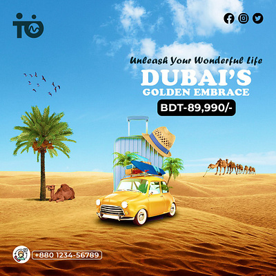 Social media flyer | Dubai tour banner branding dubai dubai desert dubai tour flyer design graphic design poster design