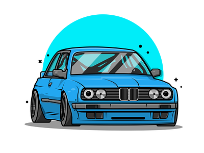 BMW e30🚗 automobile automotive blue bmwe30 car drive engine icon illustration logo race speed sport car street supercar technology transport vechicle wheels