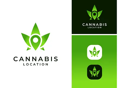 Cannabis Hemp CBD Location Map Logo Design branding cannabis cbd creative design drug find graphic design green hemp illustration location logo logo design map pin search weed