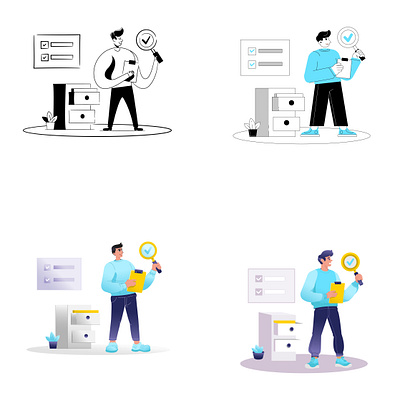 Quality Control business control different flat illustration outline quality style
