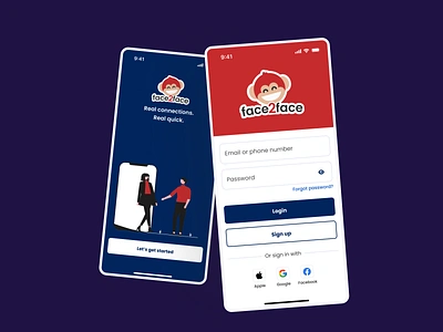 Splash and Login Screen | FaceTime + Speed Dating App app bold branding dating flat illustration login love mobile app product design screen sign in sign up speed dating splash screen typography ui ux uxui