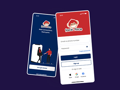 Splash and Login Screen | FaceTime + Speed Dating App app bold branding dating flat illustration login love mobile app product design screen sign in sign up speed dating splash screen typography ui ux uxui