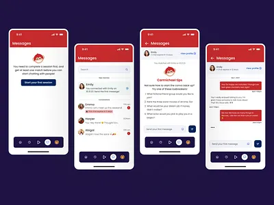 Various Messaging Screens | FaceTime + Speed Dating App app app design branding chat chat bubble chatting dating dating app love message messages messaging mobile app product design sped dating typography ui ui design ux uxui