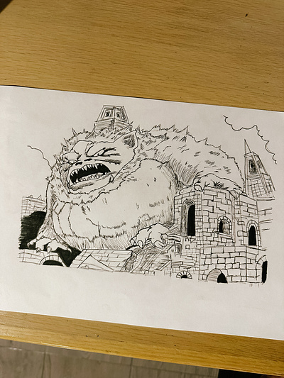 The Beast Awaken castle dark fantasy digital digital drawing digital illustration drawing fantasy illustration monster procreate