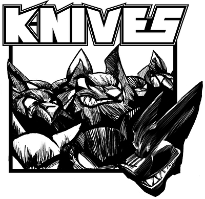 Knives Logistics - (Black and White) animals black and white company design graphic design graphic illustration illustration knives logistics logos symbols wolves