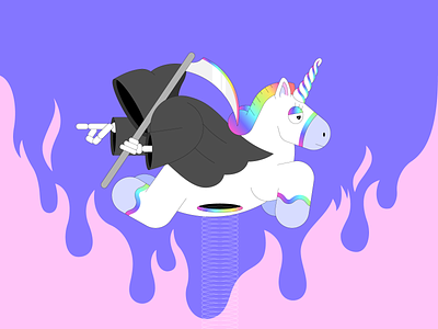Wild Ride character design character illustration flames grim reaper illustration magical unicorn vector vectorart