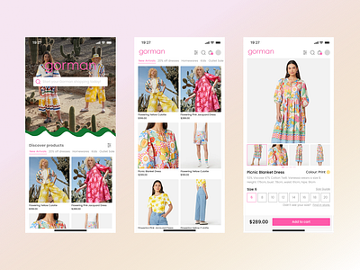 Gorman Clothing App Design - Ecommerce app branding design ecommerce gormanclothing ui ux