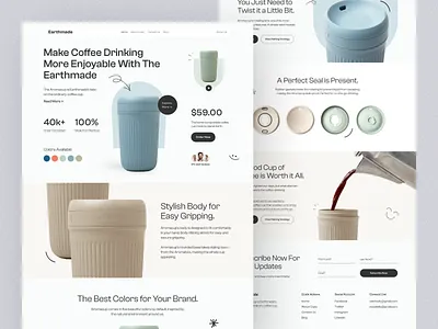 Product Selling Web Design - Earthmade coffe coffee cup coffee sale earthmade ecommerce design ecommerce landing page ecommerce website header design popular product design product selling website sales design sales website single product ecommerce trending ui design uiux design visual design water bottle web design