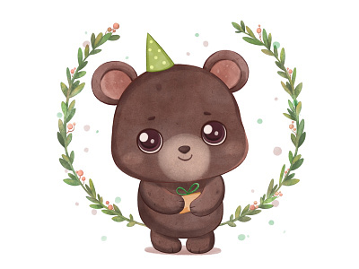 Cute bear bear birthday card cartoon cgart character characterdesign childrens cuteart design digitalartist illustration little bear