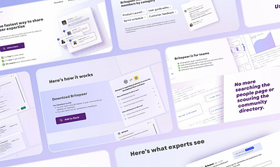 Britepeer website boxes britepeer landing page purple rainbow slack slackbot