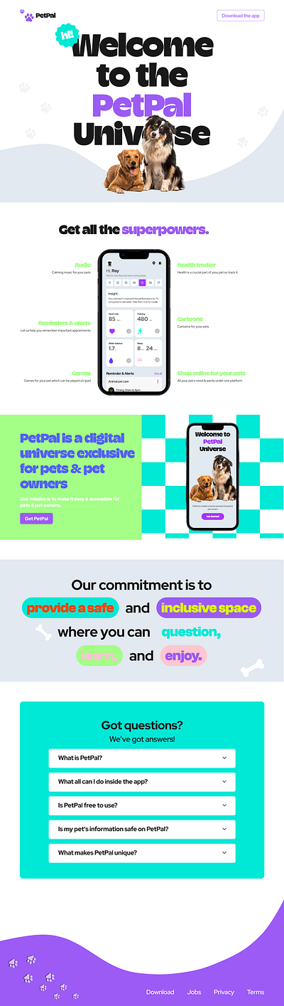 PetPal - A website design for PetPal Universe branding creative design graphic design illustration legodesign tryingsomethingnew logo typography ui uxdesign